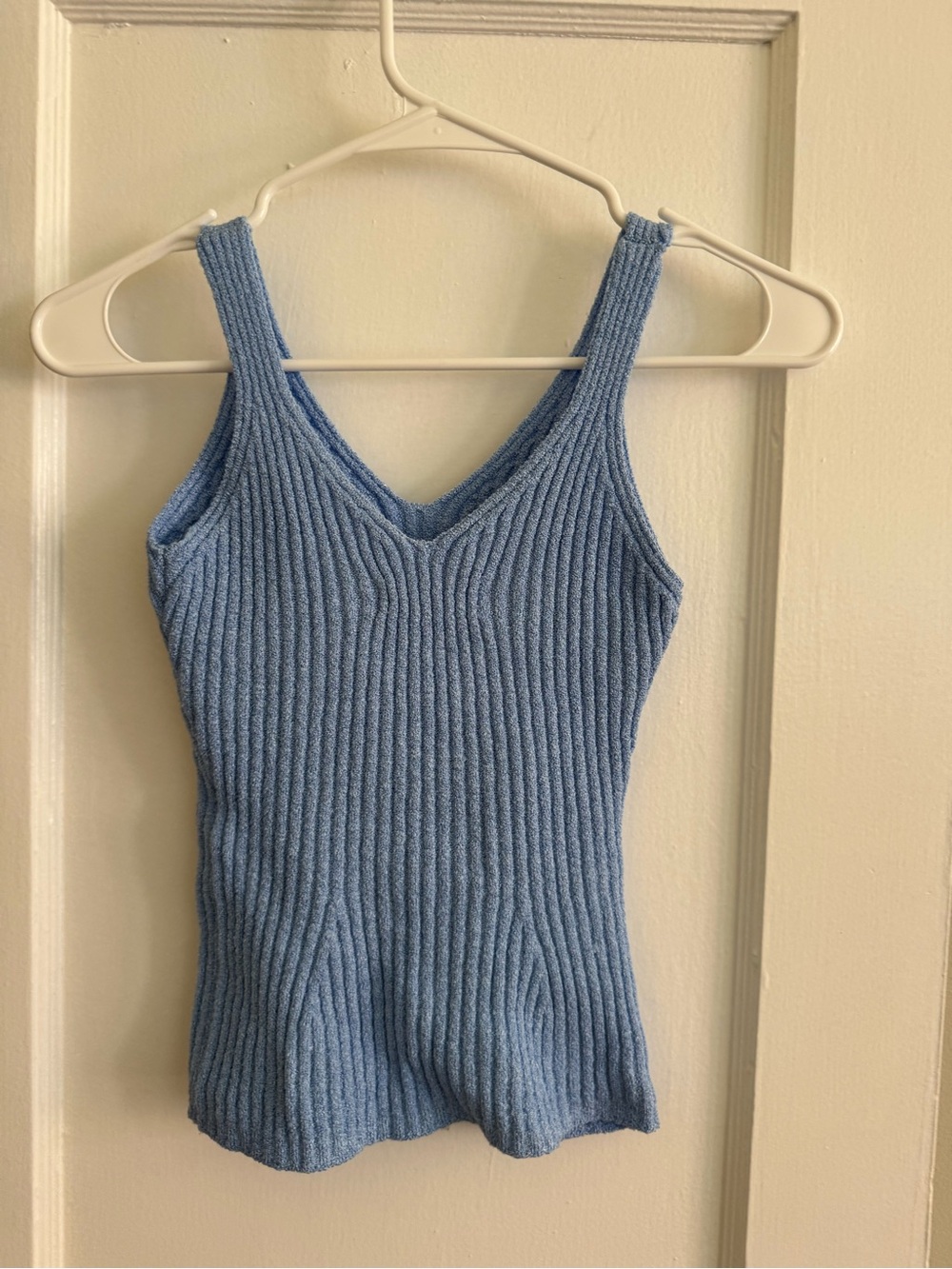 bebe Light Blue Ribbed V-Neck Tank - Picture 2 of 3